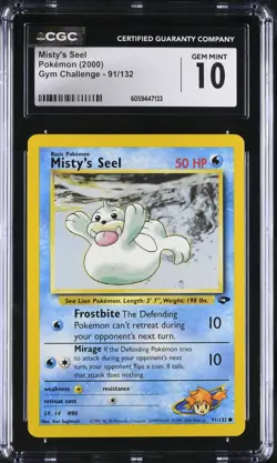 CGC 10 Misty's Seel 91/132 Gym Challenge 2000 Pokemon Card - Image 1