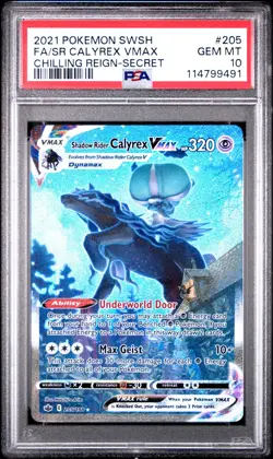 PSA 10 Shadow Rider Calyrex VMAX 205/198 Chilling Reign Pokemon Card - Image 1