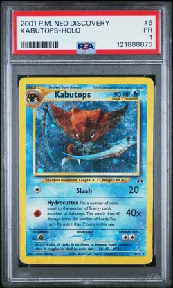PSA 1 Kabutops Holo 6/75 Neo Discovery 2001 Pokemon Card - Image 1