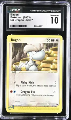 CGC 10 Bagon 50/97 EX Dragon 2003 Pokemon Card - Image 1