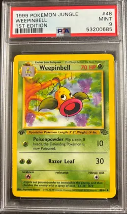 PSA 9 Weepinbell 48/64 1st Edition Jungle 1999 Pokemon Card - Image 1