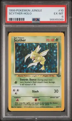 PSA 6 Scyther Holo 10/64 Jungle 1999 Pokemon Card - Image 1