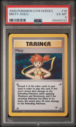 PSA 6 Misty Holo 18/132 Gym Heroes 2000 Pokemon Card - Image 1