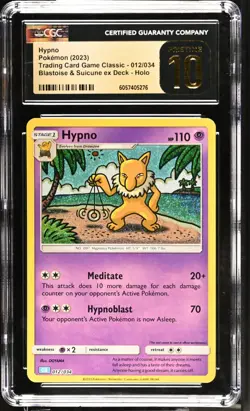 CGC 10 Pristine Hypno Holo 012/034 Trading Card Game Classic CLB Pokemon Card - Image 1