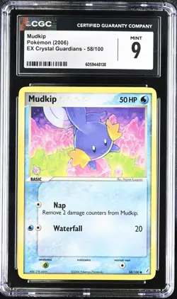 CGC 9 Mudkip 58/100 EX Crystal Guardians 2005 Pokemon Card - Image 1