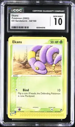 CGC 10 Ekans 64/100 EX Sandstorm 2003 Pokemon Card - Image 1