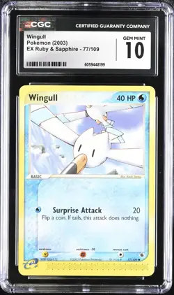 CGC 10 Wingull 77/109 EX Ruby & Sapphire 2003 Pokemon Card - Image 1