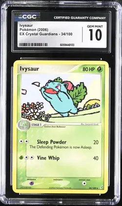 CGC 10 Ivysaur 34/100 EX Crystal Guardians 2006 Pokemon Card - Image 1