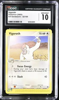 CGC 10 Vigoroth 52/100 EX Sandstorm 2003 Pokemon Card - Image 1