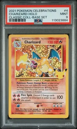 PSA 9 Charizard Celebrations Classic 4/102 Holo Base Set 2021 Pokemon Card - Image 1