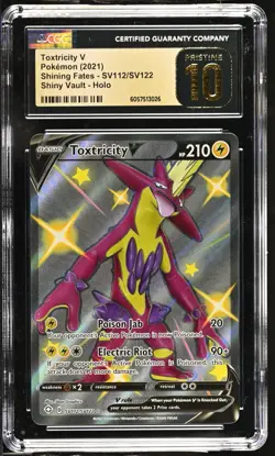 CGC 10 Pristine Toxtricity V SV112/SV122 Shiny Vault Shining Fates Pokemon Card - Image 1