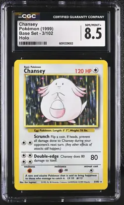 CGC 8.5 Chansey 1999 Base Set 3/102 Holo Pokemon Card - Image 1