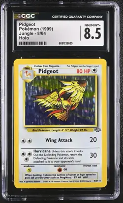 CGC 8.5 Pidgeot 1999 Jungle 8/64 Holo Pokemon Card - Image 1