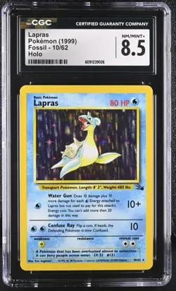 CGC 8.5 Lapras 1999 Fossil 10/62 Holo Pokemon Card - Image 1
