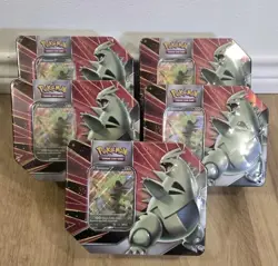 5 Pokemon TCG V Strikers Tin TYRANITAR V Sealed Evolving Sky & Brilliant Star - Image 1