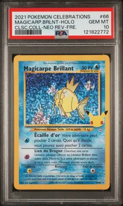 🇫🇷 MAGICARPE BRILLANT PSA 10 - 25 ANS CELEBRATIONS 66/64 FR Carte Pokemon 🇫🇷 - Image 2