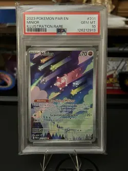 Pokemon TCG Minior Card 201/182 Paradox Rift Holo Illustration Rare PSA 10 - Image 1