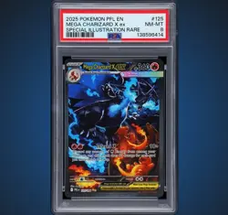 2025 POKEMON PHANTASMAL FLAMES 125 MEGA CHARIZARD EX SPECIAL ILLUSTRATION PSA 8 - Image 1