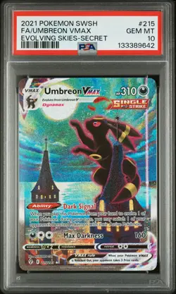 2021 POKEMON SWORD & SHIELD EVOLVING SKIES SECRET FULL ART/UMBREON VMAX PSA 10 - Image 1