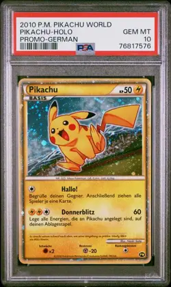 PSA 10 Pikachu Holo SWIRL World Collection Promo German 2010 Pokemon - Image 1