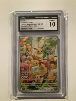 Evee Pokemon 2024 Twilight Masquerade 188/167 Illustration Rare Gem Mint 10 CGC - Image 1