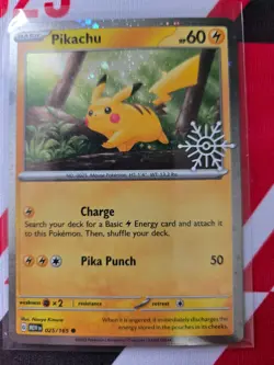 Holiday Calendar 2025- Festive Stamp Promo Pikachu Holo 025/165 - Pokemon TCG - Image 1