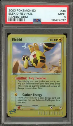 Pokemon Elekid EX Sandstorm Reverse Holo #36 PSA 9 Mint - Image 1
