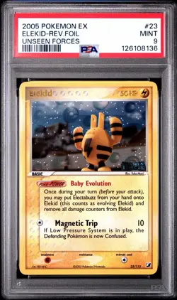 Pokemon Elekid EX Unseen Forces Reverse Holo Rare #23 PSA 9 Mint - Image 1