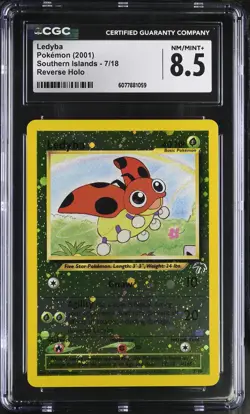 CGC 8.5 Ledyba 2001 Southern Islands 7/18 Reverse Holo SWIRL Pokemon Card - Image 1