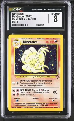 CGC 8 Ninetales 2000 Base Set 2 13/130 Holo Pokemon Card - Image 1