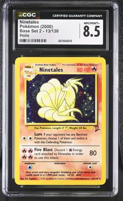 CGC 8.5 Ninetales 2000 Base Set 2 13/130 Holo Pokemon Card - Image 1