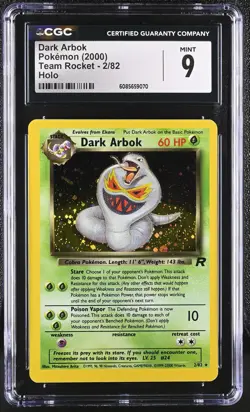 CGC 9 MINT Dark Arbok 2000 Team Rocket 2/82 Holo Pokemon Card - Image 1