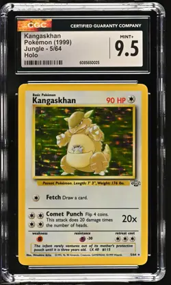 CGC 9.5 MINT+ Kangaskhan 1999 Jungle 5/64 Holo Pokemon Card - Image 1