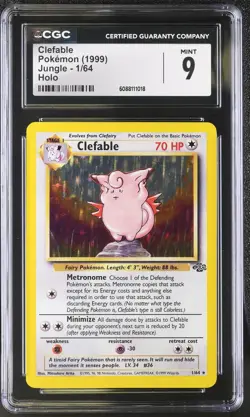 CGC 9 MINT Clefable 1999 Jungle 1/64 Holo Pokemon Card - Image 1