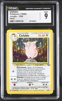 CGC 9 MINT Clefable 1999 Jungle 1/64 Holo Pokemon Card - Image 1