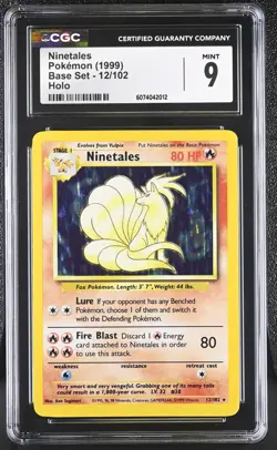 CGC 9 MINT Ninetales 1999 Base Set 12/102 Holo Pokemon Card - Image 1