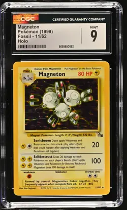 CGC 9 MINT Magneton 1999 Fossil 11/62 Holo Pokemon Card - Image 1