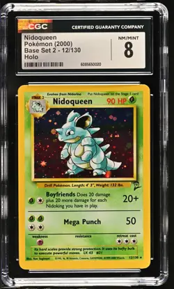 CGC 8 Nidoqueen 2000 Base Set 2 12/130 Holo Pokemon Card - Image 1