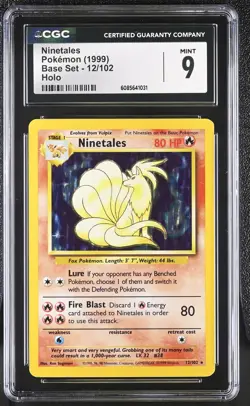 CGC 9 MINT Ninetales 1999 Base Set 12/102 Holo Pokemon Card - Image 1
