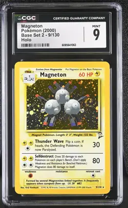 CGC 9 MINT Magneton 2000 Base Set 2 9/130 Holo SWIRL Pokemon Card - Image 1