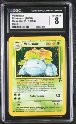 CGC 8 Venusaur 2000 Base Set 2 18/130 Holo SWIRL Pokemon Card - Image 1