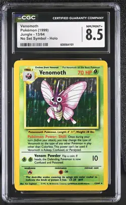 CGC 8.5 Venomoth 1999 Jungle 13/64 No Set Symbol Holo Pokemon Card - Image 1