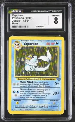 CGC 8 Vaporeon 1999 Jungle 12/64 Holo Pokemon Card - Image 1