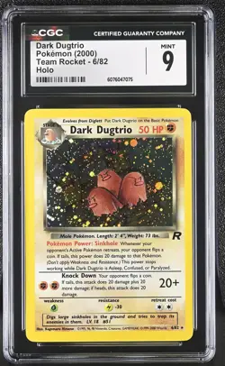 CGC 9 MINT Dark Dugtrio 2000 Team Rocket 6/82 Holo Pokemon Card - Image 1