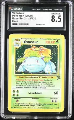 CGC 8.5 Venusaur 2000 Base Set 2 18/130 Holo Pokemon Card - Image 1