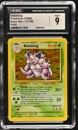 CGC 9 MINT Nidoking 1999 Base Set 11/102 Holo Pokemon Card - Image 1