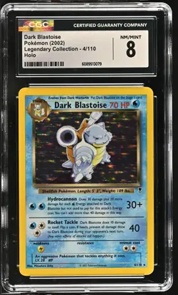 CGC 8 Dark Blastoise 2002 Legendary Collection 4/110 Holo Pokemon Card - Image 1