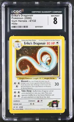 CGC 8 Erika's Dragonair 2000 Gym Heroes 4/132 Holo SWIRL Pokemon Card - Image 1