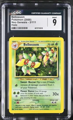 CGC 9 MINT Bellossom 2000 Neo Genesis 3/111 Holo Pokemon Card - Image 1