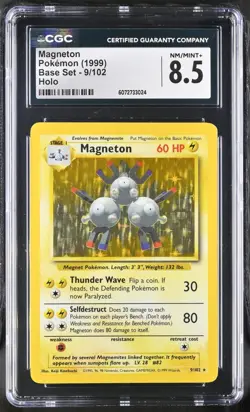 CGC 8.5 Magneton 1999 Base Set 9/102 Holo Pokemon Card - Image 1